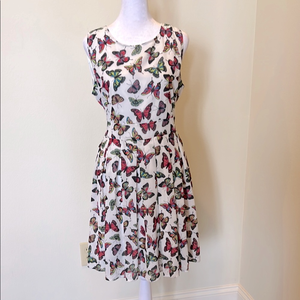 Butterfly Print Sleeveless Dress